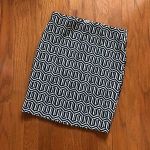 Black and White Geometric Pencil Skirt